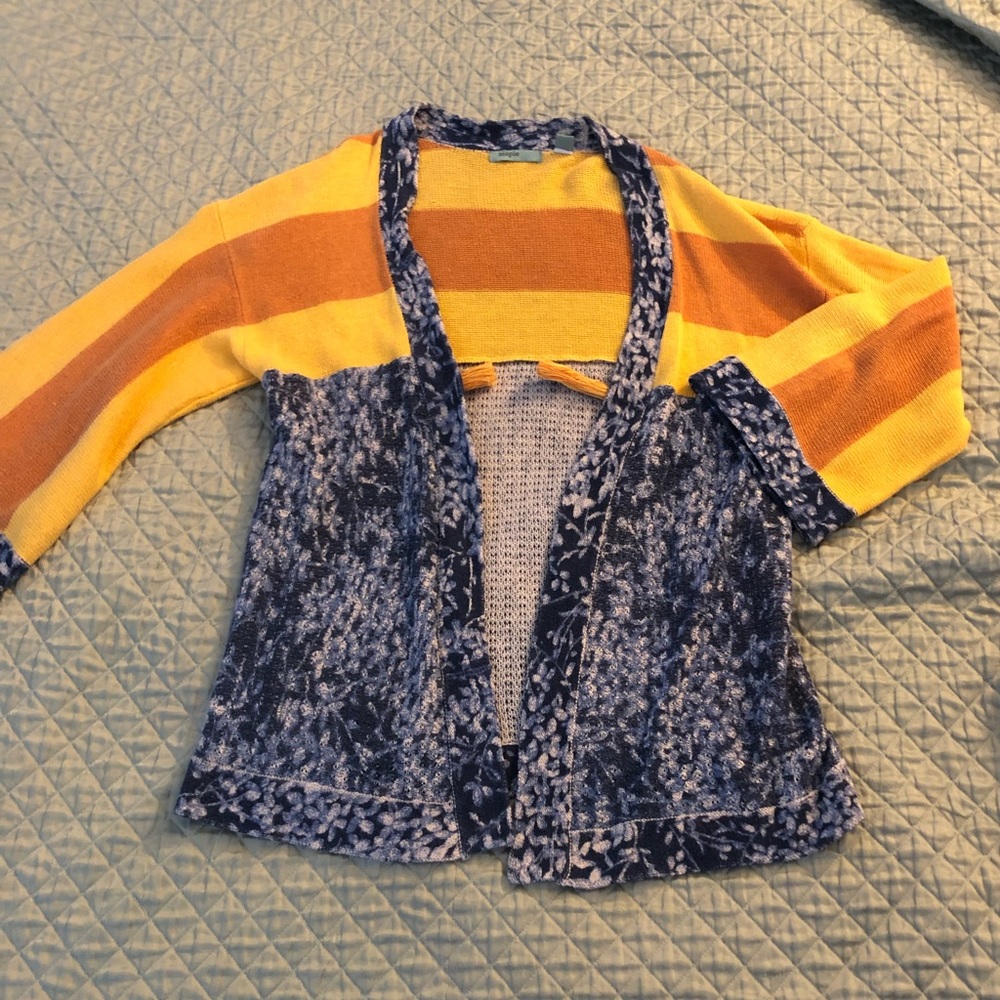 Maple Brand Orange & Blue Cardigan Sweater XS